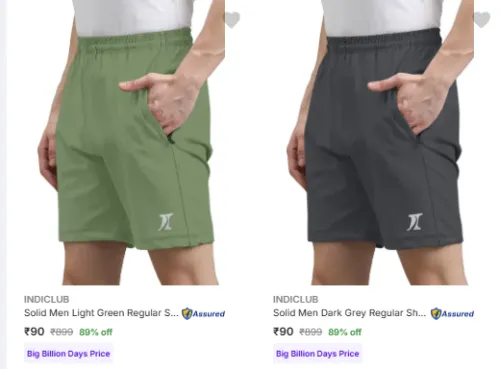 Image of Indiclub Men's Shorts at minimum 75% Discount