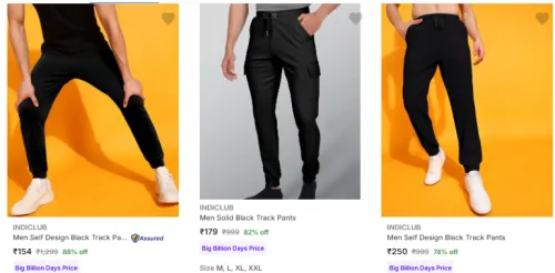 Image of Indiclub Men's Track Pants at minimum 70% Discount
