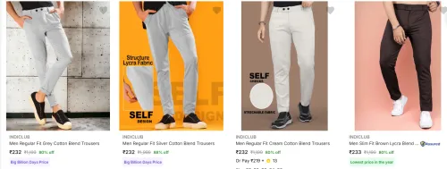 Image of Indiclub Men's Trousers upto 88% Discount
