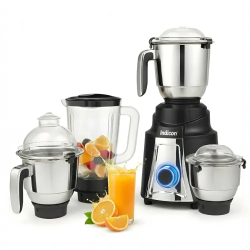 Image of Indicon Fiesta 1200W Mixer Grinder with 4 Jars (3 Stainless Steel Jar + 1 Juicer Jar)