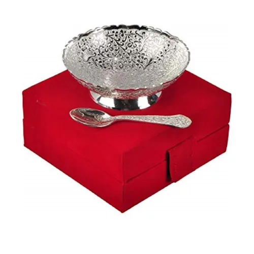 Image of INDICRAFTSVILLA: Crafts Place to Discover World German Silver Floral Bowl 