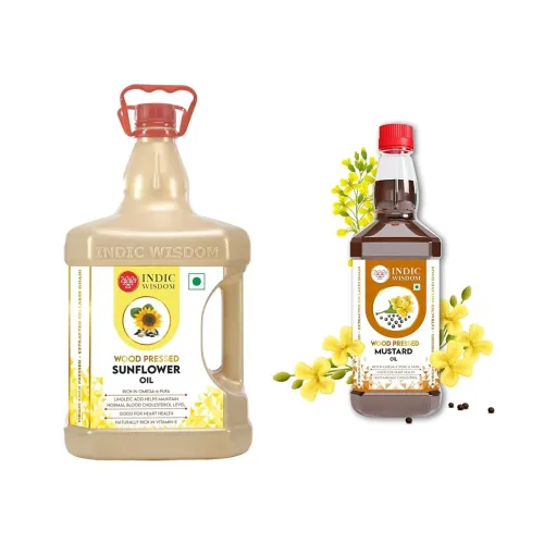 Image of IndicWisdom Wood Pressed Oils (Sunflower Oil 5 Liter | Mustard Oil 500 ML)