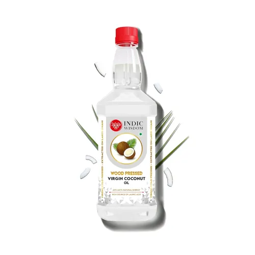 Image of IndicWisdom Wood Pressed Virgin Coconut Oil 1 Liter (Cold Pressed Coconut Oil - Extracted on Wooden Churner)