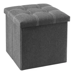 Inditradition Pouf Stool with Storage – Grey