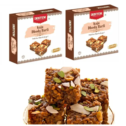 Image of Indiyum Kaju Dodha Burfi – Traditional Sweet with Kaju & Nuts, 400g