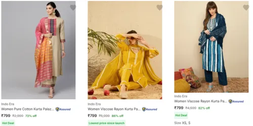 Image of Indo Era Women's Kurta Set at minimum 70% Discount
