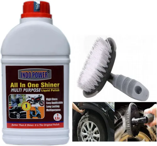 Image of INDOPOWER ALL IN ONE SHINER 1000ml.+All Tyre Cleaning Brush Combo