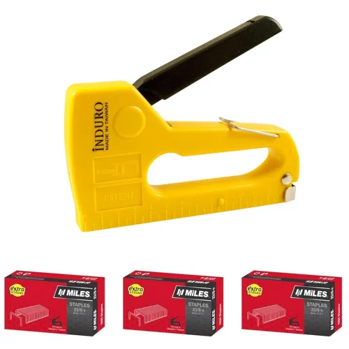 Image of INDURO Stapler for Wood Yellow and Black with 3000 Staples