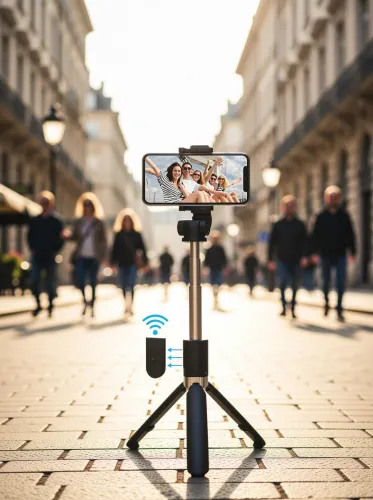 Image of Infinite Digital InFinite Digital Selfie Stick with Tripod Stand, Bluetooth Extendable Tripod for Mobile Phone_C42 Tripo