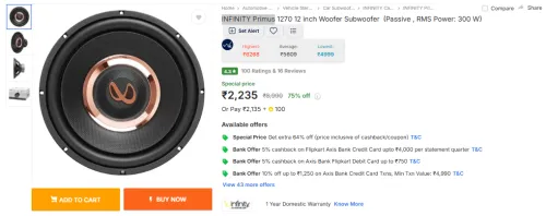 Image of INFINITY Primus 1270 12inch Passive Subwoofer