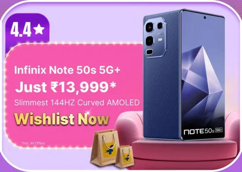 Image of Infinix Note 50s 5G @ ₹13999 on Flipkart big Billion Days Sale