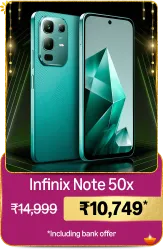 Infinix Note 50x 5G+ Smartphone @ ₹10749 on Big Billion Day Sale