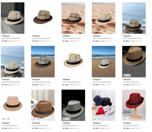 Image of Infispace Men Checked Fedora Hat