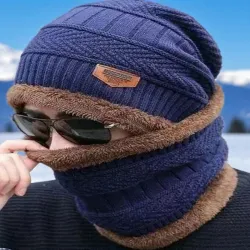 Infispace Men Colourblocked Winter Cap with Neck Warmer