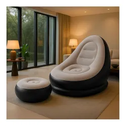 Inflatable Lounge Chair with Footrest & Air Pump 2-in-1
