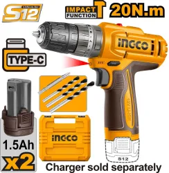 INGCO 12V Cordless Impact Drill Machine