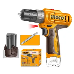 INGCO Cordless Drill Machine for home use, with 1 pcs Battery and Drill Bits, Battery drill machine Type C chargeing
