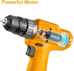 INGCO Power Tools 12V Cordless Drill with 1 Pcs 1.5Ah Battery Cordless Drill (10 mm Chuck Size)