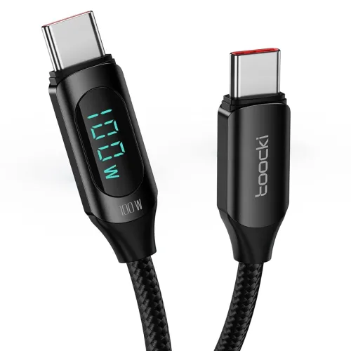 Image of INICIO 100W PD USB-C To Type C Cable 2m, With Charging Speed LED Display 20V/5A For MacBook Pro Air iPad Pro Air XPS iPh