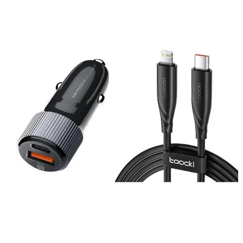 Image of INICIO 36W USB-C Car Charger with 2m iPhone Cable