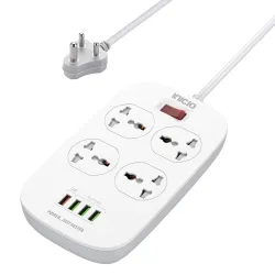 INICIO QC3.0 Fast Charge Extension Board  18W QC3.0 + 3 USB Ports + 4 Universal Sockets