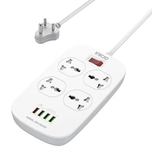 Image of INICIO QC3.0 Fast Charge Power Strip 4 Sockets 3 USB 2500W