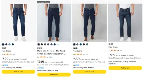 Image of INKD Men's Jeans at minimum 85% Discount