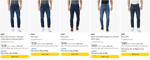 Image of INKD Men's jeans starting @ ₹329