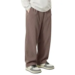 INKKR Mens Polyester Causal Lightweight Elastic Waist with Drawstring Comfortable Loose Fit Trouser Pant