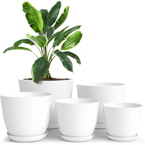 Image of INKULTURE Plant Pots Set with Saucers White