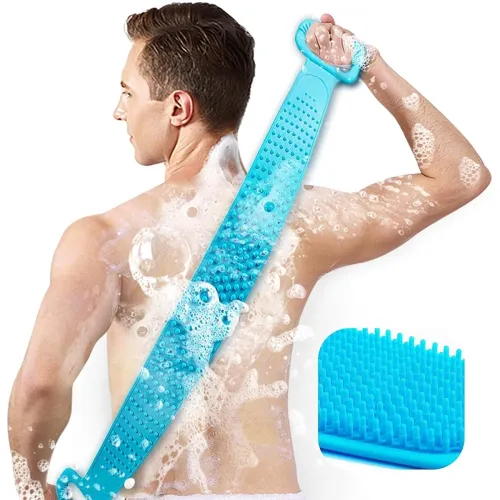 Image of Back Scrubber for Shower 30inches and 35Ã‚½ inches Two Size for Choosing Inmorven Bath Body Brush Silicone Back Brush Ex
