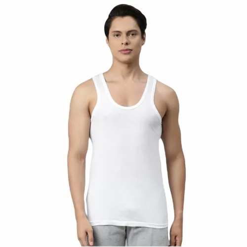 Image of INNERO Men's Cotton Sleeveless Round Neck Vest / Baniyan (White)