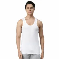 INNERO Mens Cotton Sleeveless Round Neck Vest / Baniyan (White)