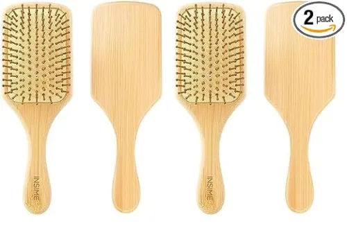 Image of INSIME Bamboo Paddle Hair Brush (Pack of 2)