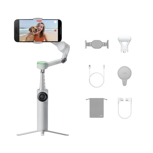 Image of Insta360 Flow 2 Pro Creator Bundle Gray - for Foldable AI Phone Gimbal, Dockkit, 360º Pan Tracking, Free Tilt Mode, Buil