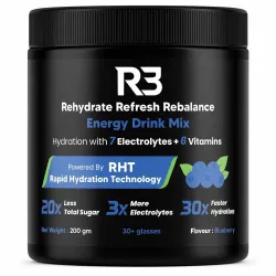 Instant Electrolyte Powder Mix | 500 mg Sodium 2:1 Na:K | 7 Electrolytes Na K Mg Ca Cl Zn SO4 | Fast Dissolve Drink | Workout Hydration & Sustained Boost | Blueberry Flavour | 30+ servings/7...