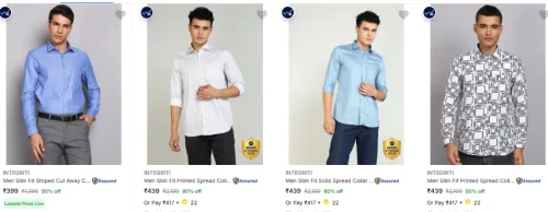 Image of INTEGRITI Formal Shirts at minimum 80% Discount