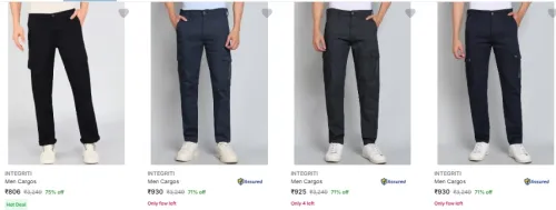 Image of Integriti Men's Cargos At Minimum 71% Discount