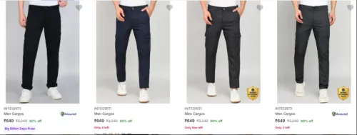 Image of INTEGRITI Men's Cargos upto 80% Discount