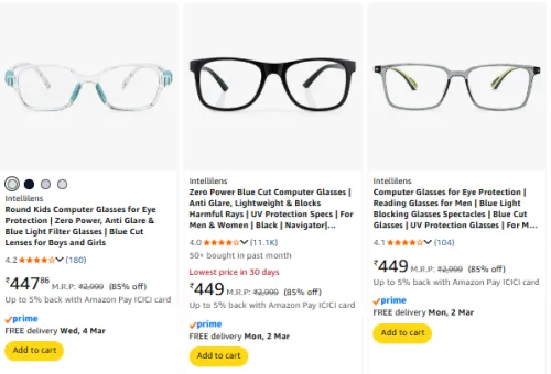 Image of Intellilens Unisex Eye wear Upto 85% Off