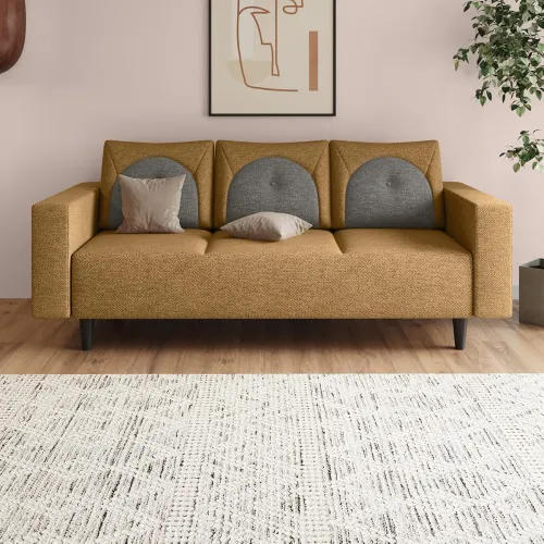Image of Interio by Godrej Cresco 3-Seater Fabric Sofa