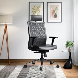 Interio by Godrej Elite High Back Chair, Leatherette, Black