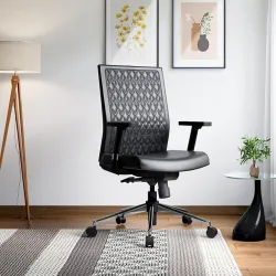 Interio by Godrej Elite Mid Back Leatherette Ergonomic Office Chair (Black)