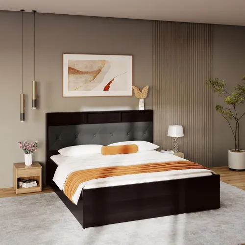 Image of Interio by Godrej Bed Upmods Lattice King Size Engineered Wood Bed 