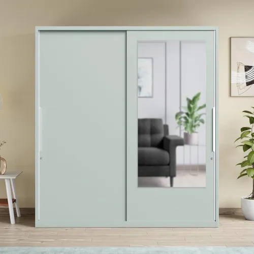 Image of Interio by Godrej Slide N Store XL 2-Door Steel Wardrobe with Mirror