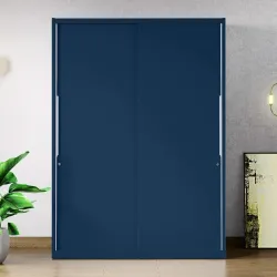 Interio by Godrej Slide N Store Pro Plus 2-Door Wardrobe | Matte Finish, Textured Phiroja Blue, Carbon Steel