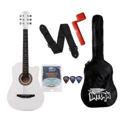 Intern INT-38C-WH 38 Inch Cutaway Acoustic Guitar Kit with Bag