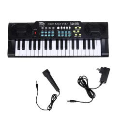 Intern INT-KB-3701 37 Keys Mini Keyboard Piano for Kids & Beginners with Microphone, 5V DC Power Adapter, 22 Demo Songs, 8 Rhythms, 8 Tones, Portable Electronic Musical Keyboard, Black