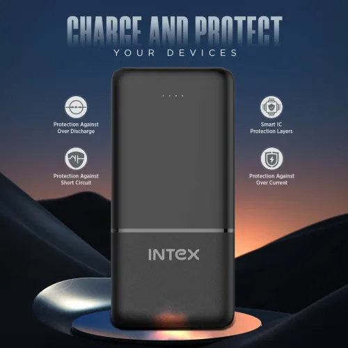 Image of Intex 10000mAh 12W Power Bank (Fast Charging, Smokey Black)