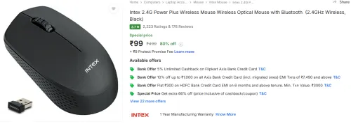 Image of Intex 2.4G Power Plus Wireless Mouse Wireless Optical Mouse with Bluetooth 